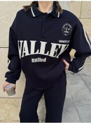 Resim Üç İplik Yakalı Sweat Baggy Pantalonlu Takım - Siyah Çok Renkli 