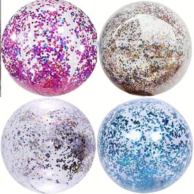 Resim Su Oyunları için Glitterli Süper Şeffaf PVC Şişme Plaj Topu. 