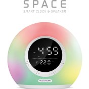 Resim Powerway Saat Alarm USB Aux Müzik Çalar Radyo Gece Lambası Taşınabilir Space Bluetooth Hoparlör 