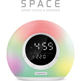 Resim Powerway Saat Alarm USB Aux Müzik Çalar Radyo Gece Lambası Taşınabilir Space Bluetooth Hoparlör 