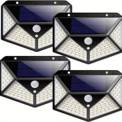 Resim 1/2/4/6 adet Dış Mekan Güneş Işıkları, 100 LED, 3 Modlu 270° Aydınlatma Açısı Hareket Sensörlü Güvenlik Işıkları, Duvar Işıkları Güneş Enerjili, Arka Bahçe Çit Veranda Ön Kapı Aydınlatması 