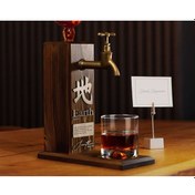 Resim Bk Gift Kişiye Özel Kabartma İsimli Tarihli Earth Tasarımlı Musluklu Ceviz Ahşap Şarap Standı-1, Viski Çeşmesi, Babaya Hediye, İçecek Dispenseri Bitme 