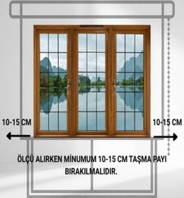 Resim Katlamalı Keten Tül Perde Biyeli Ve Fiyonk Detaylı Özel Tasarım Kahverengi 