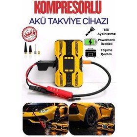 Resim Castu Cs73 Plus Max Akü Takviye Cihazı 18.000 Mah Carbon Özel Seri Powerbank, Hava Kompresörü, Lcd Ekran, 