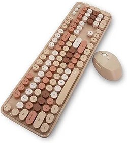 Resim Coverzone Mofii Kablosuz Klavye Ve Mouse Set 104 Tuşlu Pc Notebook Uyumlu Klayve ve Fare 136mm x 445mm ZR513 (Kahverengi) 