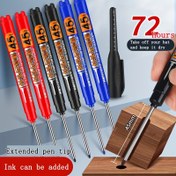 Resim 3 adet, 3'ü 1 Arada 45mm Uç Derin Delik Uzun Uçlu Marker Derin Matkap Delik Uzun Uçlu Çizici Çok Fonksiyonlu Mekanik Marangozluk Renkli Marker Kalem siyah mavi kırmızı mürekkep 