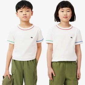 Resim Lacoste Çocuk Bisiklet Yaka Krem T-Shirt 