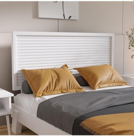 Resim Ebruli Model Beyaz Renk Çam Ahşap Karyola Ve İki Komodin Set Dikey -290 90 x 190 