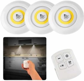 Resim Dolap Işığı Mutfak Rafı Işığı Uzaktan Kumandalı 3 Lü Spot Led Lamba 