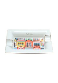 Resim Parmida Beyaz Gold Şeritli Desenli İkili Porselen Puro Küllüğü - Tr9708 