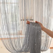 Resim 1 adet Çok Renkli Glitterli Püskül Perde - Şık Polyester Perdeler, Parıldayan Boncuklarla, Elde Yıkama Sadece, Tüm Mevsim Kullanımı için Yatak Odası Dekoru, Astar Yok, Elektrik Gerektirmez, Yatak Odası Dekoru | Glitterli Püskül Perdeler | Polyester Kumaş 