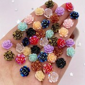 Resim 50 adet 10mm AB Reçine Simli Gül Taşları - Düz Arka Çiçek Taşları Scrapbooking, Düğün Dekoru, DIY Tırnak Sanatı & El İşleri için 