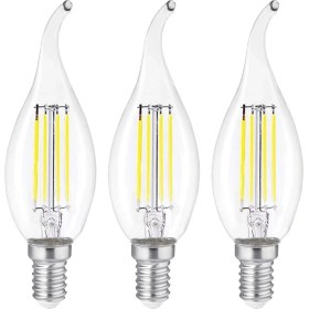 Resim 3 Adet Dekoratif Kıvrık Buji Beyaz Işık E14 Duy 