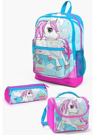 Resim Coral High Kids Mavi Neon Pembe Unicorn Desenli 3 Lü Okul Çanta Seti Set0123711 