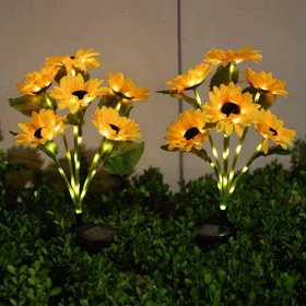 Resim Güneş Enerjili Güneş Çiçeği Işıkları | 1 Güneş Lambası ile 6 LED Çiçek Işıkları | Dayanıklı Plastik Bahçe Dekoru | Anahtar Kontrolü | Şarj Edilebilir Nikel Pil | Dış Mekan Bahçe, Çim ve Patio Aydınlatması için İdeal | Holly Yaprakları ve Dekoratif Toplar ile Festivite Uygun Noel Tasarımı, Bahçe için Güneş Işıkları 