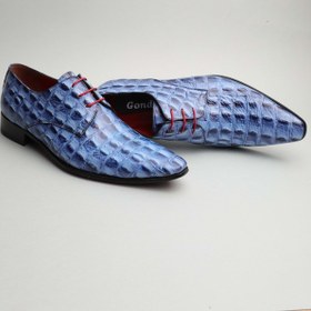 Resim Gondol Erkek Hakiki Deri Sivri Burun Özel Deri Tasarımlı Kundura Tz.617 