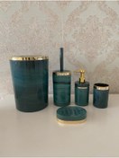 Resim Trend Banyo Mutfak Parça Mermer Desen Banyo Seti / Wc Fırçalık, Sıvı - Katı Sabunluk, Çöp Kovası, Diş Fırçalık 