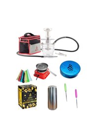 Resim Kefo Trip Çantalı Nargile Takımı + Mini Ocak + 1kg Kömür + Kefo Ember + Rulo Folyo + 50 Sipsi+ İğne 