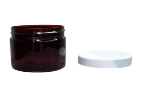 Resim 150ml Kahverengi Akrilik Plastik Krem Kavanozu Beyaz Kapaklı, 24 Adet, Krem Kavanozu, Kozmetik Kavanoz, Plastik Kavanoz 