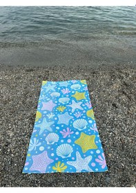 Resim Baskılı Plaj Havlusu Mavi 