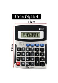 Resim Hesap Makinesi Gri Siyah 11x13 Cm 1 Adet Csl Cs-3122 12 Haneli Orta Boy Ofis Büro Masaüstü Hesap Makinası 