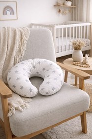 Resim BebeK on For Babynest Gri Yıldızlı set | Emzirme Yastığı ile 