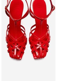 Resim Luvishoes Allos Kırmızı Rugan Kadın Topuklu Ayakkabı Kırmızı 
