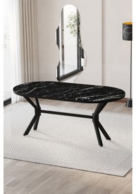 Resim Mutfak Masası Takımı 6 Kişilik Masa Takımı Hayal Serisi Mutfak Salon Masası Takımı Beyaz Mermer 