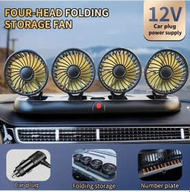 Resim Xuweiwei Anırun 12v 4 Baslikli Turbo Destekli Katlanabilir Araba Fan Suv Kamyonet Minibusler Icin 