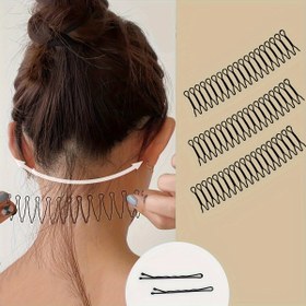 Resim Ön Saçlar İçin 3 Dalga Saç Tokası Seti, Uçuşan Saçları Yola Getirmek İçin Minimalist Şık Alaşım Oval Saç Şekillendirme Araçları - Tek Renk, 14 Yaş ve Üzeri İçin Uygun 