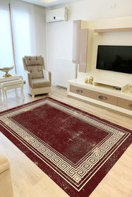 Resim Rovigo Dijital Baskı Yıkanabilir Kaymaz Taban Salon Halısı Ve Yolluk RVG0832-FNL42, Bordo, 180 x 250 