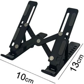 Resim coverzone Mini Metal Stand Katlanabilir Çantada Taşınabilir Folding Alüminyum 8 Kademeli Telefon ve Tablet Standı 13 cm Mini Dizayn | RT008 Siyah 