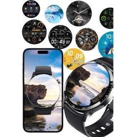 Resim Najmaddin.com Amoled Ekran Metal Deri Silikon Kordonlu Uyku ve Sağlık Takibi 