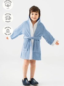 Resim Pueri | %100 Pamuk Unisex Çocuk Bornozu - Mavi / 4 - 6 Yaş 