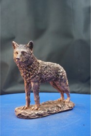 Resim Özel Tasarım Kurt Heykel Biblo Alfa Kurt Hediyelik Dekoratif Aksesuar 19 Cm Bronz 