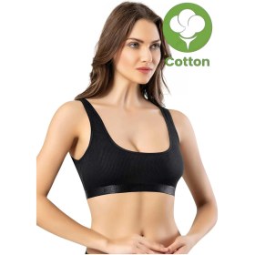 Resim Tezzgelsin Kadın 3'lü Geniş Askılı Penye Kaşkorse Kumaş Pedli Crop Büstiyer Sütyen Siyah 