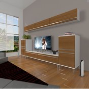 Resim Decoraktiv Eko 9 Mdf Std Krom Ayaklı Tv Ünitesi Tv Sehpası - Beyaz - Ceviz 