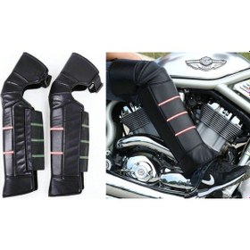 Resim Motosiklet Bacak Koruyucu Deri Reflektörlü Soğuktan Korumalı Suya Dayanıklı Motor Bacak Koruyucu Siyah 