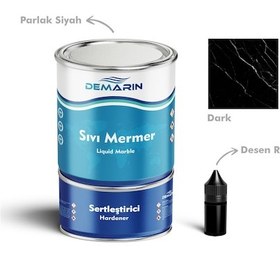 Resim Sıvı Mermer Liquid Marble - Parlak Siyah Üzerine Beyaz Desen 4 KG 
