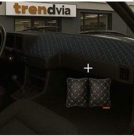 Resim Tofaş Şahin Doğan Kartal Alçak Ön Göğüs Siyah-mavi Torpido Kılıfı / Siyah-bej Boyun Yastığı 