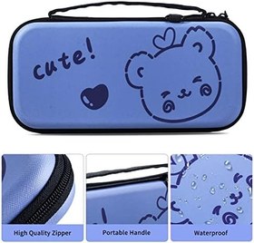 Resim Nintendo OLED için Anahtar Kılıfı, Yumuşak Koruyucu Kılıf Seyahat Oyun Kılıfı, Erkek Çocuklar için Aksesuar Seti Doğum Günü Hediyeleri 12 Oyun Kartı Yuvası - Mavi Ayı 