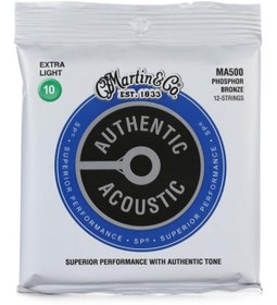 Resim MARTIN & CO 41Y18MA500 Martin 12 Telli Akustik Gitar Tel Seti | Extra Light Kalınlık, Bronz Sarım, E 