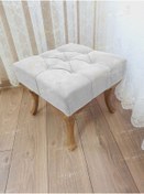 Resim Kapitoneli Makyaj Pufu Ayak Ucu Puf Gold Ayak 45 45 Beyaz 