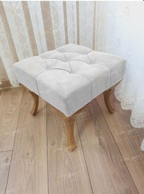 Resim Kapitoneli Makyaj Pufu Ayak Ucu Puf Gold Ayak 45 45 Beyaz 