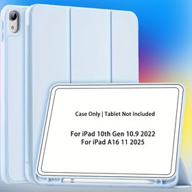 Resim Pencil Tutucu ile for ipad (A16) 11 İnç 2025 için Kılıf, 10. Nesil for ipad 10.9 İnç 2022 Koruyucu Kılıf, Yumuşak Düzgün Arka, Hafif, Katlanabilir, Kaymaz, Çiziklere Karşı Dayanıklı, İç Cep ve Otomatik Uyku/Uyandırma Fonksiyonu ile 