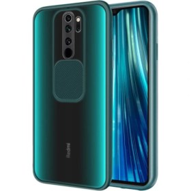 Resim KZY Xiaomi Redmi Note 8 Pro Kapak Lensi Açılır Kapanır Kamera Korumalı Silikon Kılıf Yeşil 