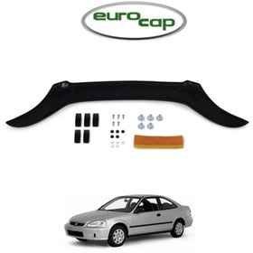 Resim EUROCAP Honda Civic 6 Ön Kaput Koruma Rüzgarlığı 3mm Akrilik (Abs) Parlak Siyah Deflektör 1995-2000 