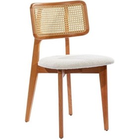 Resim Zeus Hazeranlı Hasırlı Model Ahşap Bohem Sandalye Natural - Krem 