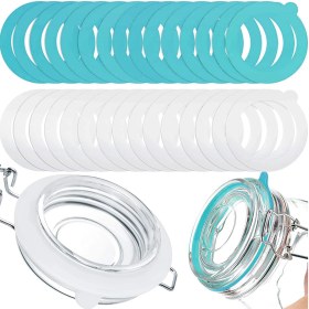 Resim Lemestar 30 Adet Silikon Kapak Mermer Jar Turuncu Ve Beyaz, 97mm Dış Çaplı, Gıda Ve Ev Ürünleri İçin Leakproof Tıkanıklık 