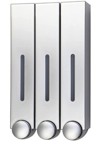 Resim Silver3-manuel Pres Sabunluk Tekli Çift Üç Kafalı Duvara Monte El Dezenfektanı Şişesi Şampuan Duşu Çiy Dağıtıcı 
